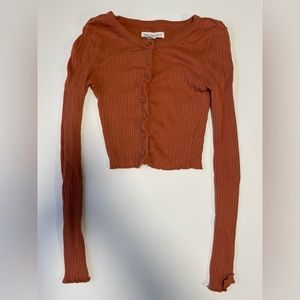 Aéropostale Cropped,Ribbed,Button up Long sleeve shirt